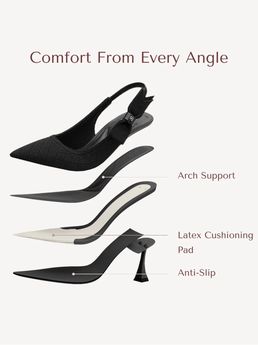 Cosy Island Chiara Boni Black Knit Pointed Slingback Heels - Picture 7 of 7